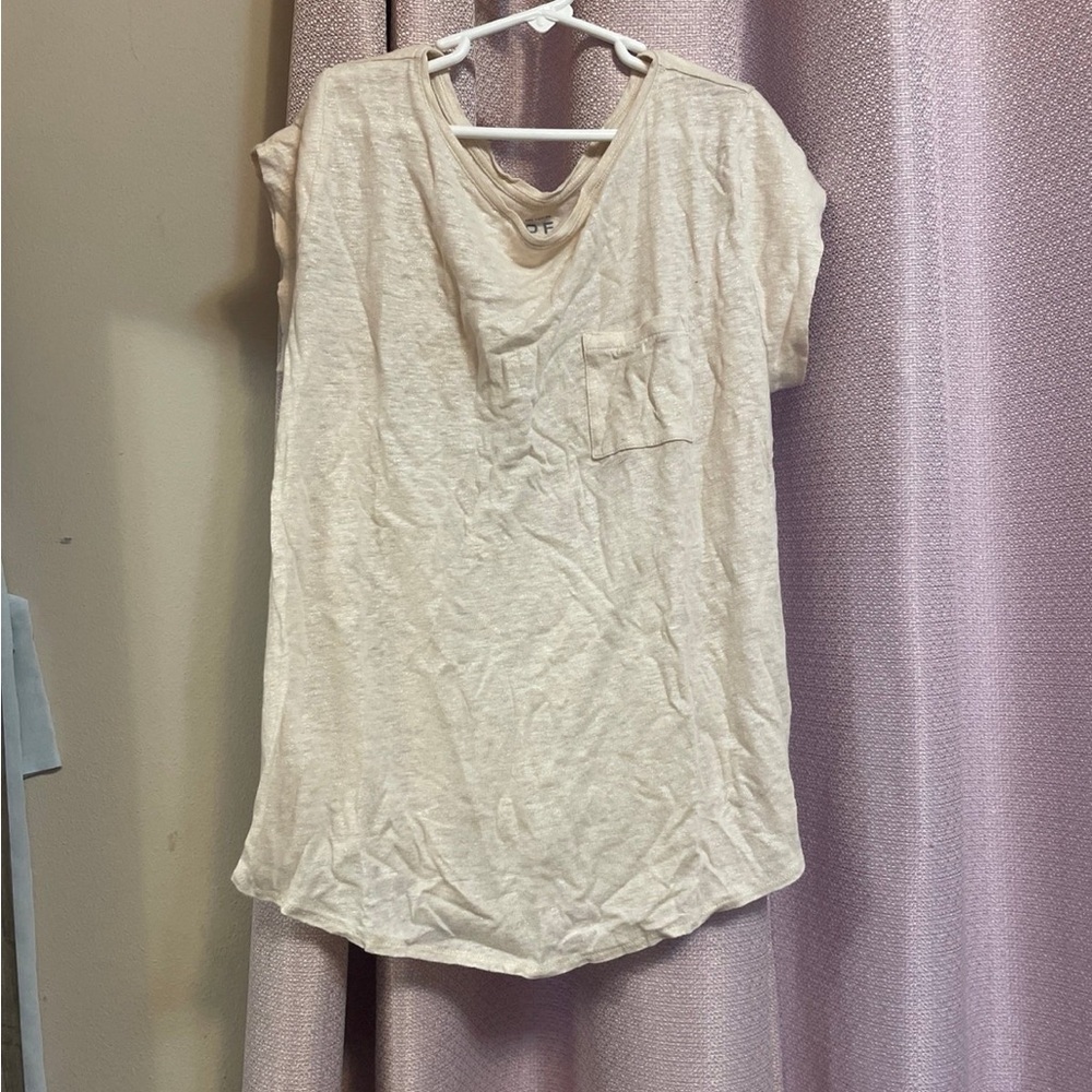 LOFT Cream Short Sleeve Relaxed T-Shirt